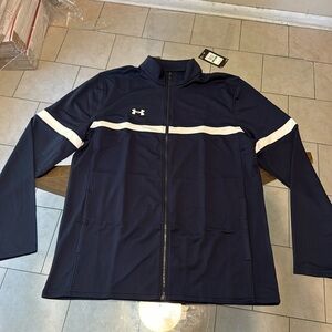 NWT Men's UA Knit Warm Up Team Full-Zip Navy white